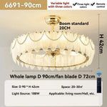 ventilateur classique feuilles lumière led télécommande blanc doré certification ul