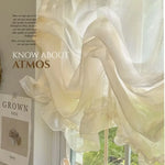 rideau polyester semi transparent beige clair doux ondulé fronces classique romantique maison