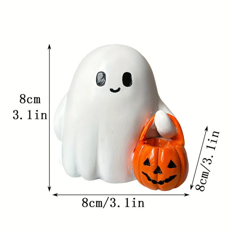 décoration halloween fantôme blanc souriant citrouille jack lantern moderne résine