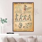 affiche bowling guide débutants illustration vintage texte explicatif toile rectangle vertical