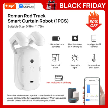 Robot rideau intelligent blanc moderne contrôle app batterie incluse switch manuel lumière température