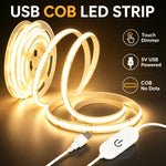ruban led cob blanc chaud adhésif interrupteur tactile 3000k 5v usb moderne éclairage chambre