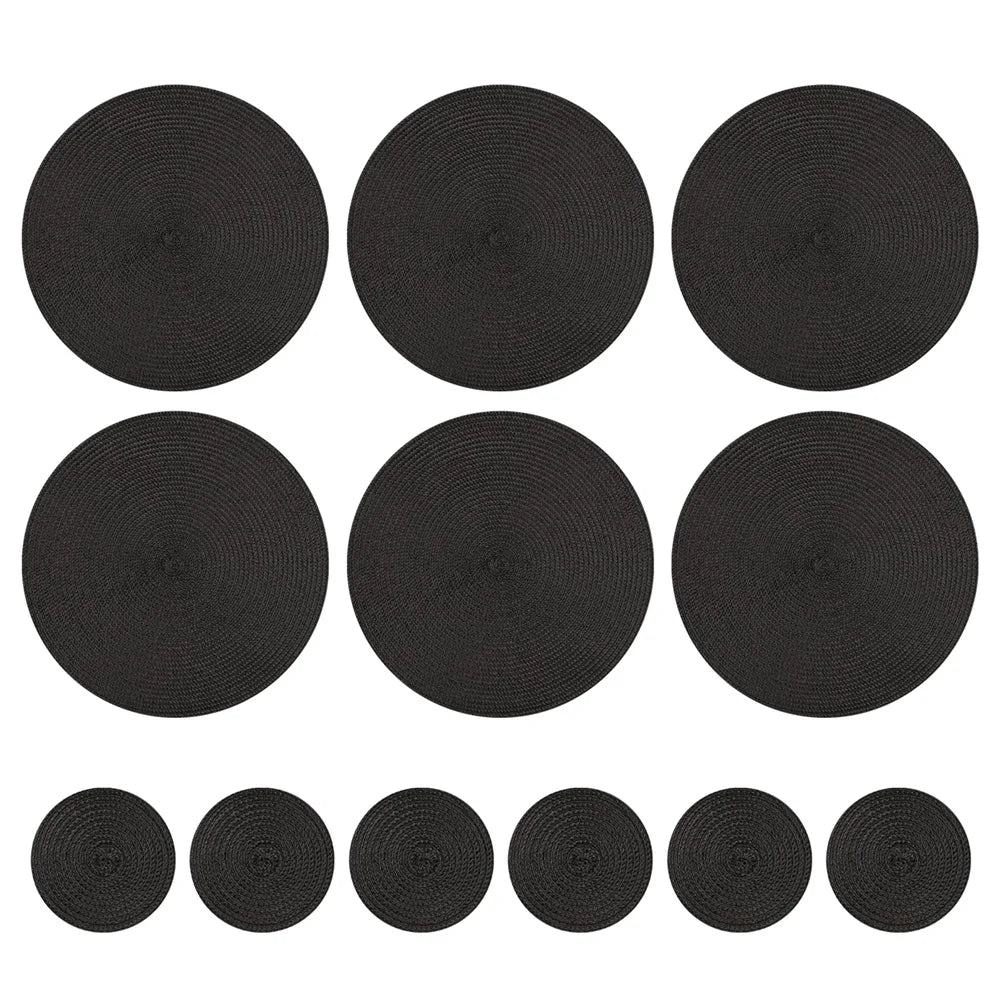 tapis table classique tissage rond marron clair respectueux environnement 34cm diamètre assiette fourchette couteau