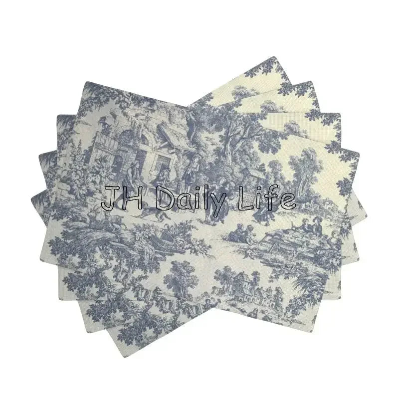 serviettes table toile jouy bleu clair classiques résistantes 12x18 pouces vintage