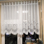 rideau transparent dentelle motif floral feuille polyester blanc classique cuisine porte