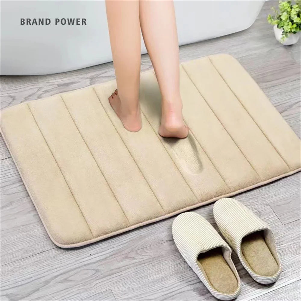 tapis bain texturé moderne bleu foncé beige gris marron doux minimaliste respectueux environnement