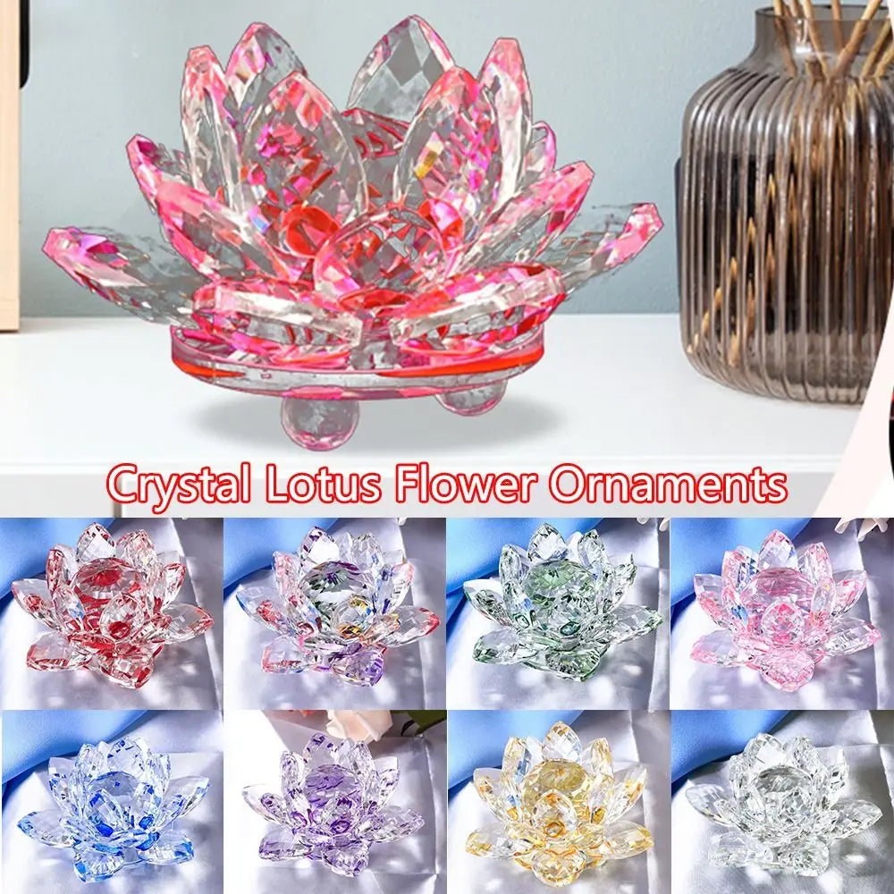 ornement table fleur lotus cristal rouge vert bleu moderne élégant transparent deco mariage