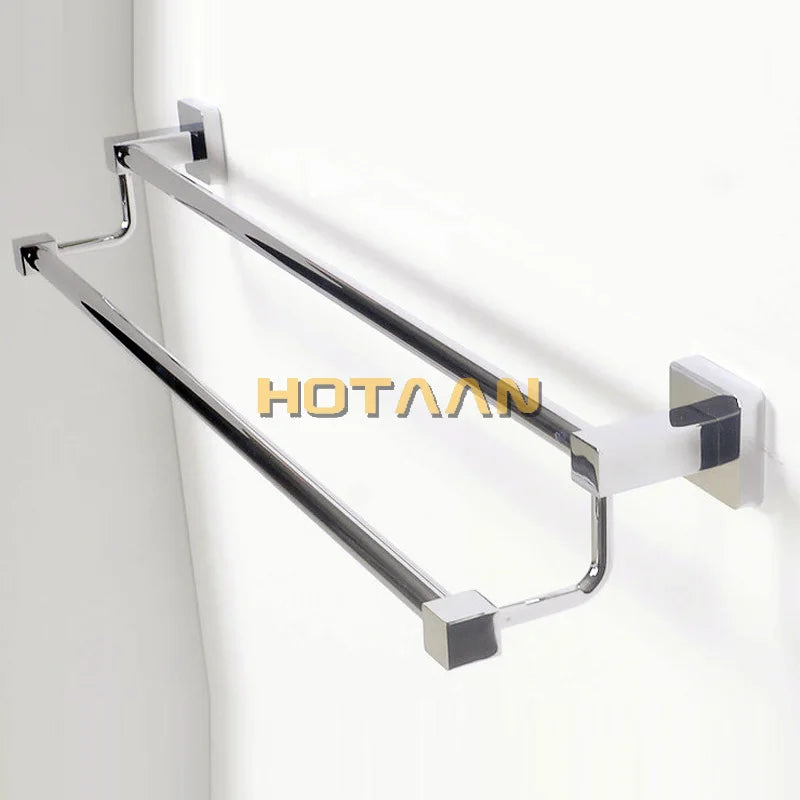 porte serviettes mural chrome acier inoxydable double barres vis moderne fixation