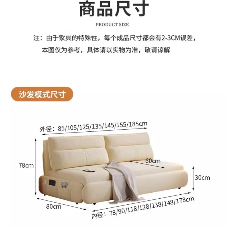 canapé lit moderne tissu uni beige clair rangement électrique pliant bois latex