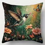 taies d'oreiller imprimées motifs fleurs colibris modernes polyester peachskin 40x40cm 45x45cm 50x50cm 60x60cm decoration