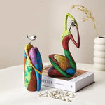 figurine décorative résine abstraite moderne rouge vert bleu Jaune Violet argenté geometrique 27cm hauteur