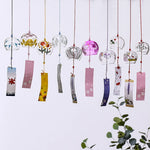 cloches vent japonaises transparentes motifs floraux rubans décoratifs traditionnel kawaii decoration murale interior
