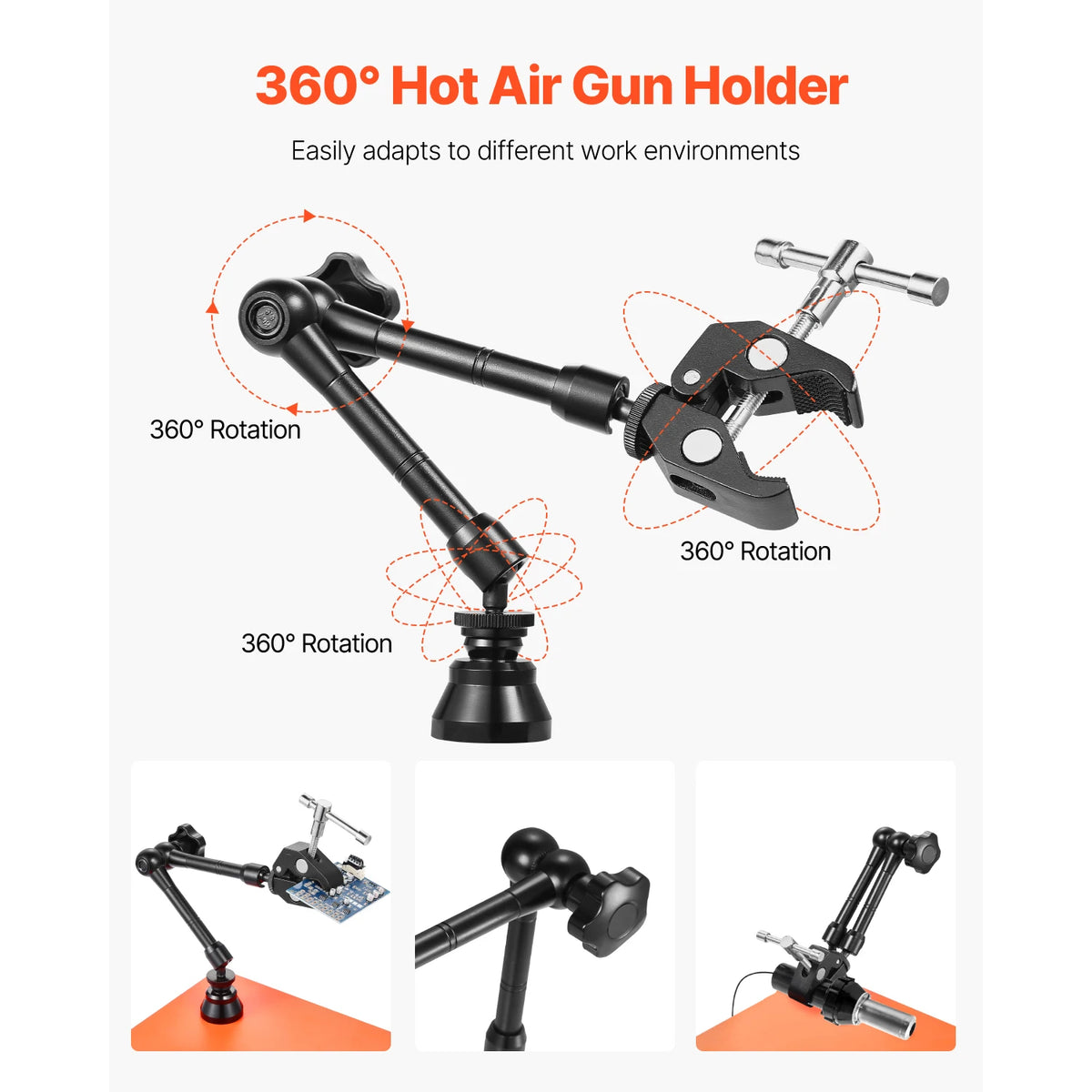 station soudure multifonctionnelle bras articulés éclairage led loupe pcb support hot air gun industrielle
