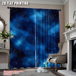 rideau deux pièces étoiles nuages bleu blanc moderne tringle polyester