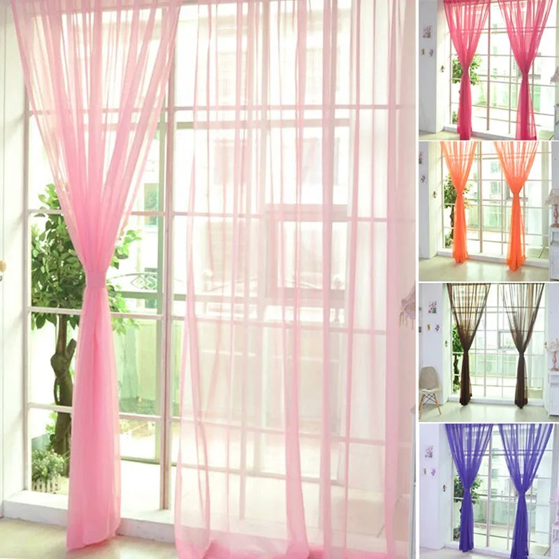 rideaux tulle transparent effet plissé rose rouge vert blanc bohème fluides chambre maison