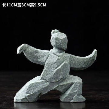 statues arts martiaux traditionnelles gris clair texture granite opaques artisanal modernes motifs traditionnels