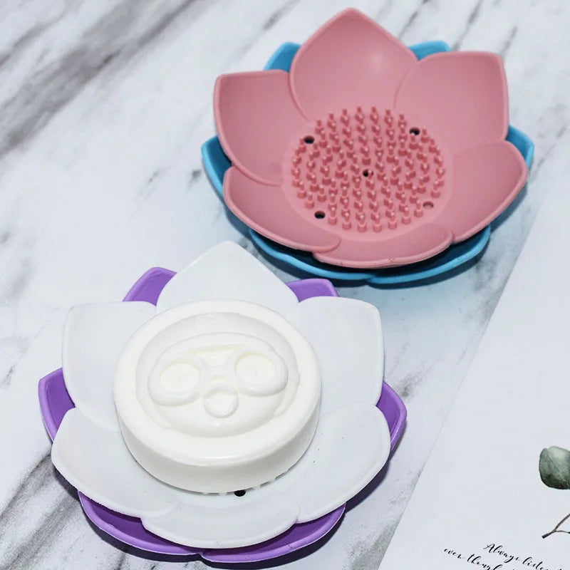 porte savon silicone fleur lotus noir blanc gris rose vert bleu violet moderne salle
