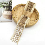 ruban jute beige motif géométrique rustique double face emballage cadeau decoration maison