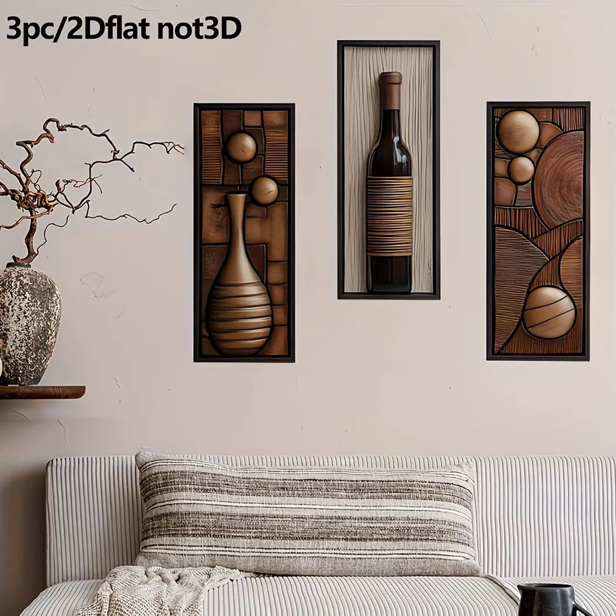panneaux décoratifs bois abstraits géométriques moderne marron beige noir adhésif double face