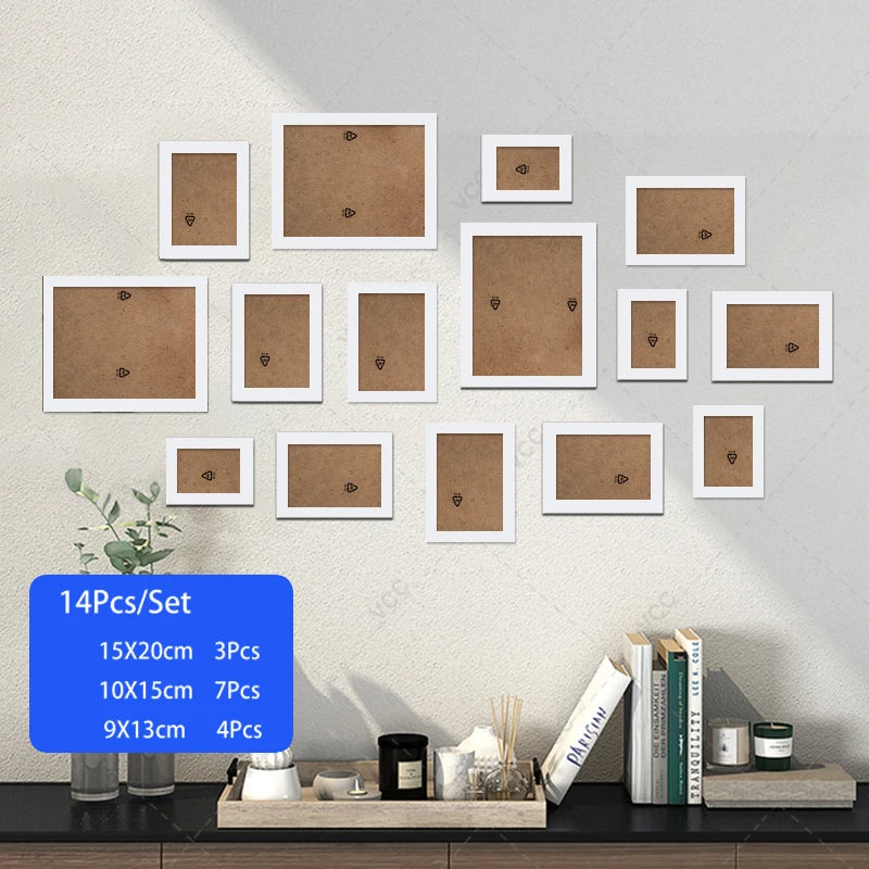 cadres photo bois modernes blancs noirs verre transparent clips inclusion minimaliste mur