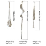 Suspension plante macramé boho blanc cassé anneaux métalliques pot fleurs non decoration