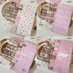 autocollants kawaii adhésifs notes musicales coeurs étoiles fruits géométriques rose blanc marron vert bleu