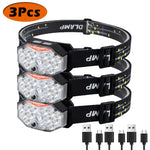 lampe frontale noire rayures jaunes led motion sensor ceinture ajustable camping