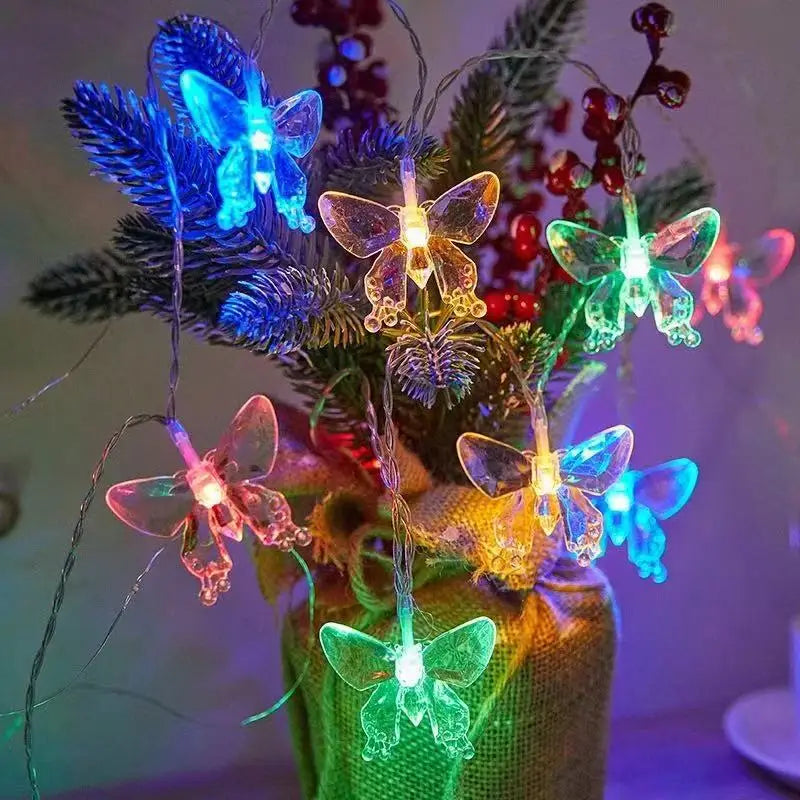 guirlande lumineuse papillon transparente leds clips décoration noël fêtes