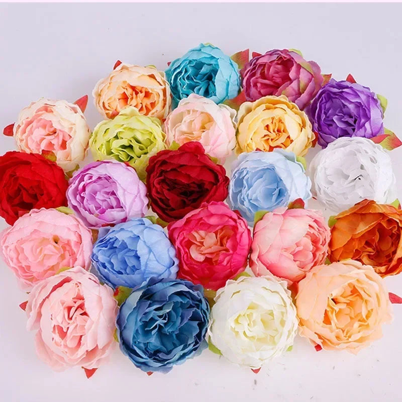 fleur artificielle pivoine réaliste feuilles vertes décoration mariage scrapbooking fête maison