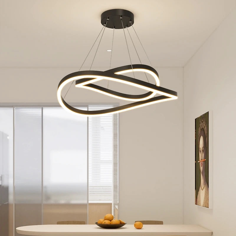 suspension lumineuse led moderne forme géométrique blanc noir minimaliste