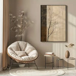 tableau abstrait moderne toile beige arbre nu fond simple sans cadre minimaliste chambre salon