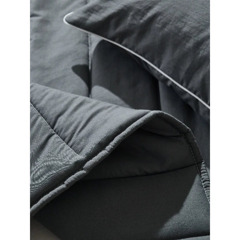 ensemble couette oreillers maison polyester gris beige doux confortable moderne printemps été automne hiverwasher