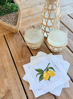 serviettes coton brodées citrons blancs classiques usage maison restaurant decoration table mariage