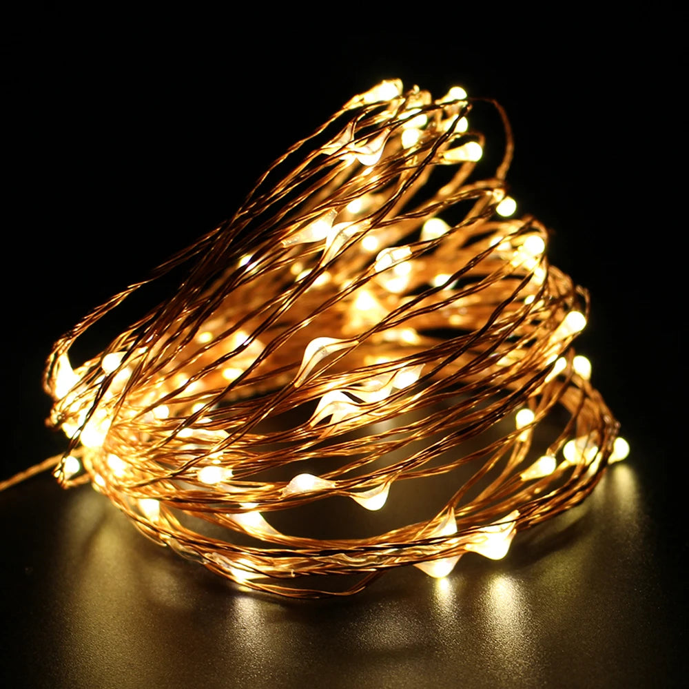 guirlande lumineuse dorée led adhésive moderne 10m 20m 30m 50m noel decoration festive jardin