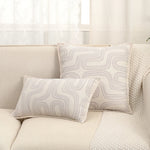 taies d'oreiller polyester jacquard motifs ondulés couleurs neutres moderne ornementales 45x45cm douces