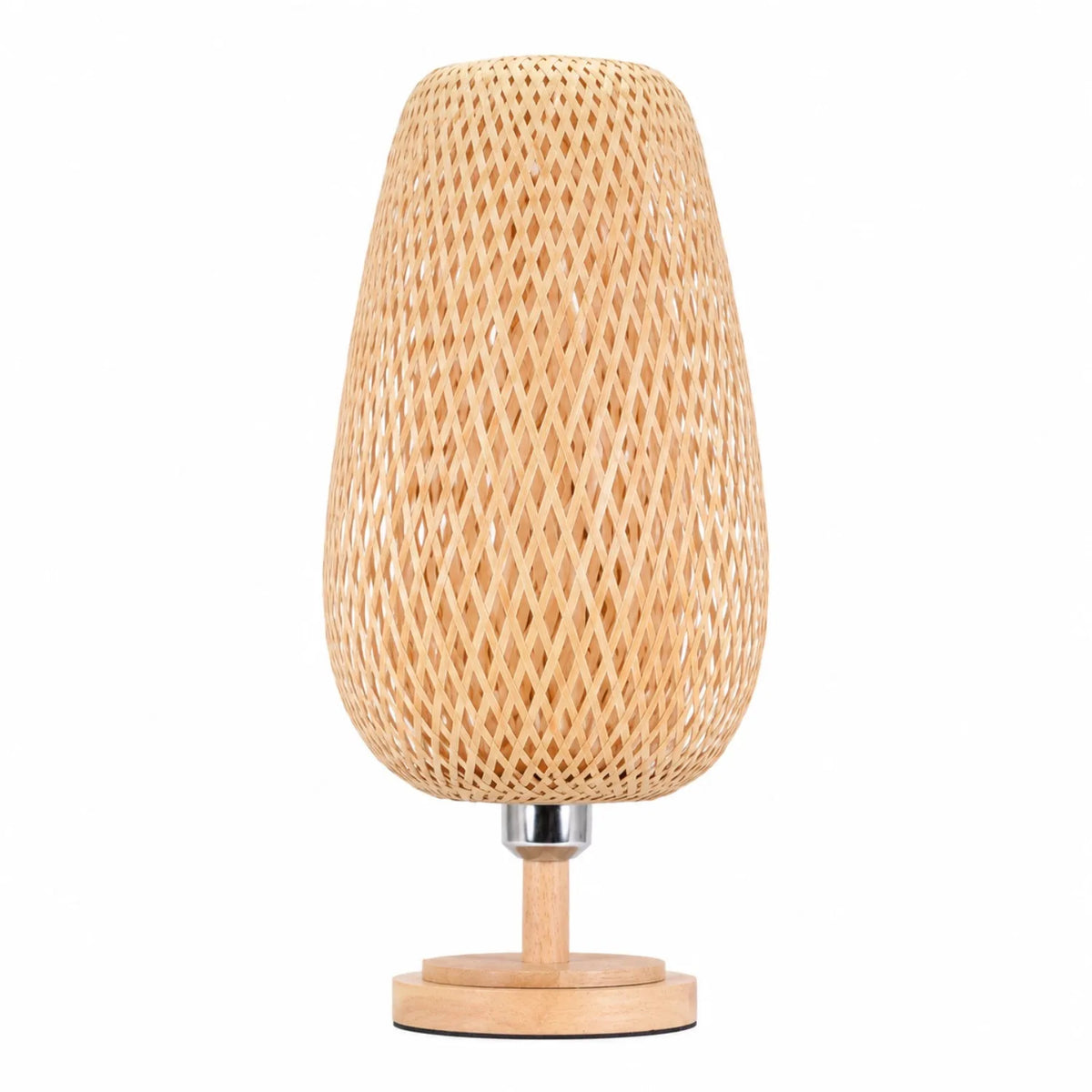 lampe table bois tressé bambou naturel moderne rustique chambre enfant 220v