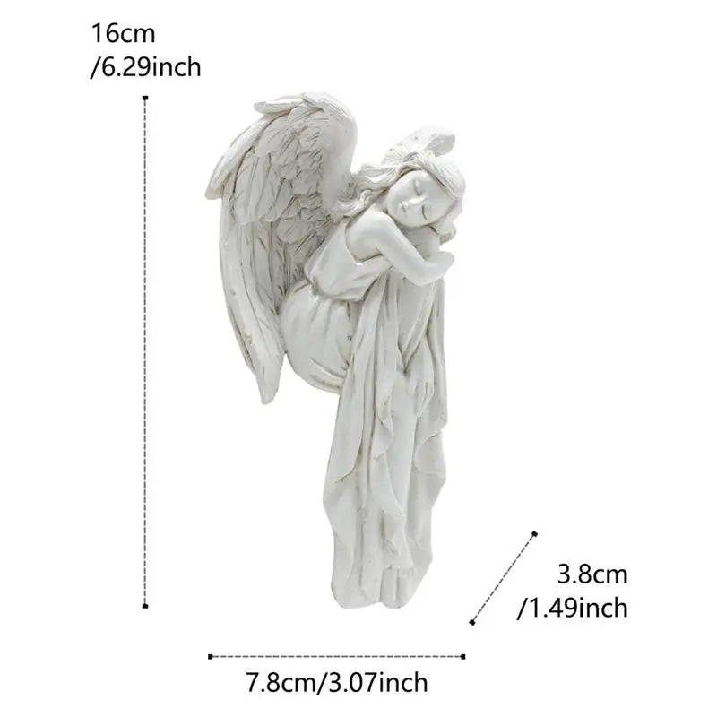 statue ange blanc plumes classique décoration murale aile robe ondulée fixation invisible chambre salon