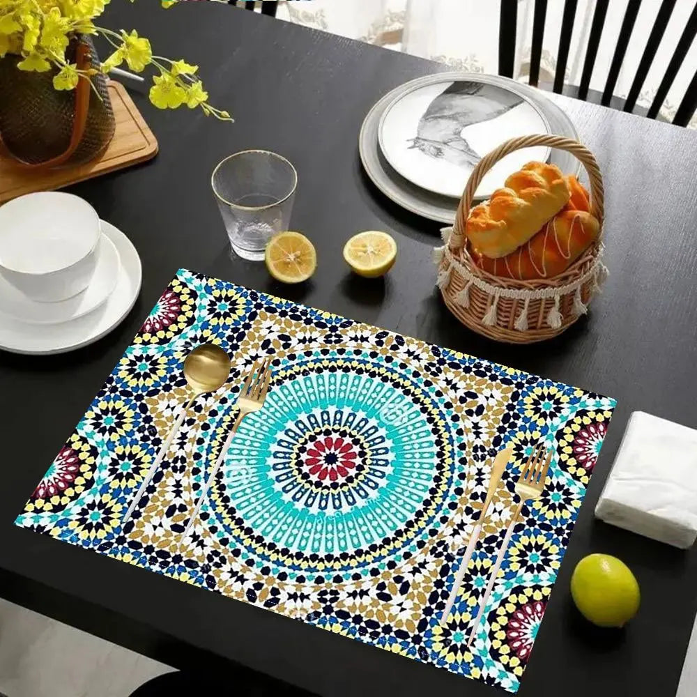 Dessous de plat en polyester avec design ethnique pour cuisine