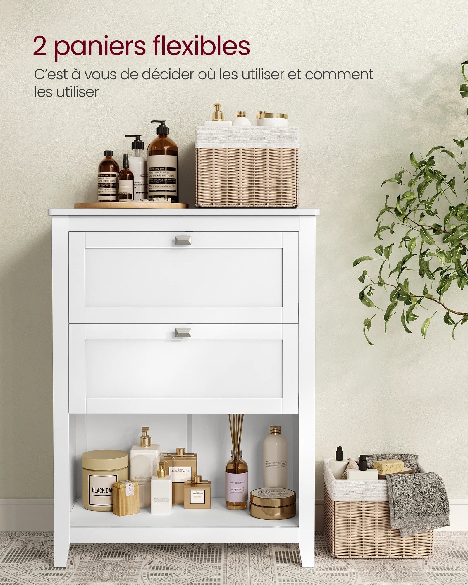Rangement salle de bain blanc compact