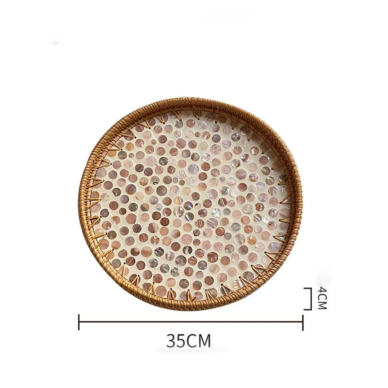 assiette plate décorative rotin tressé motif fleurs boho rustique couleur naturelle