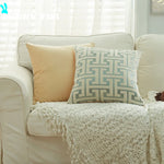 coussin patchwork géométrique bleu gris moderne 45x45cm polyester cotonversible décoration intérieure