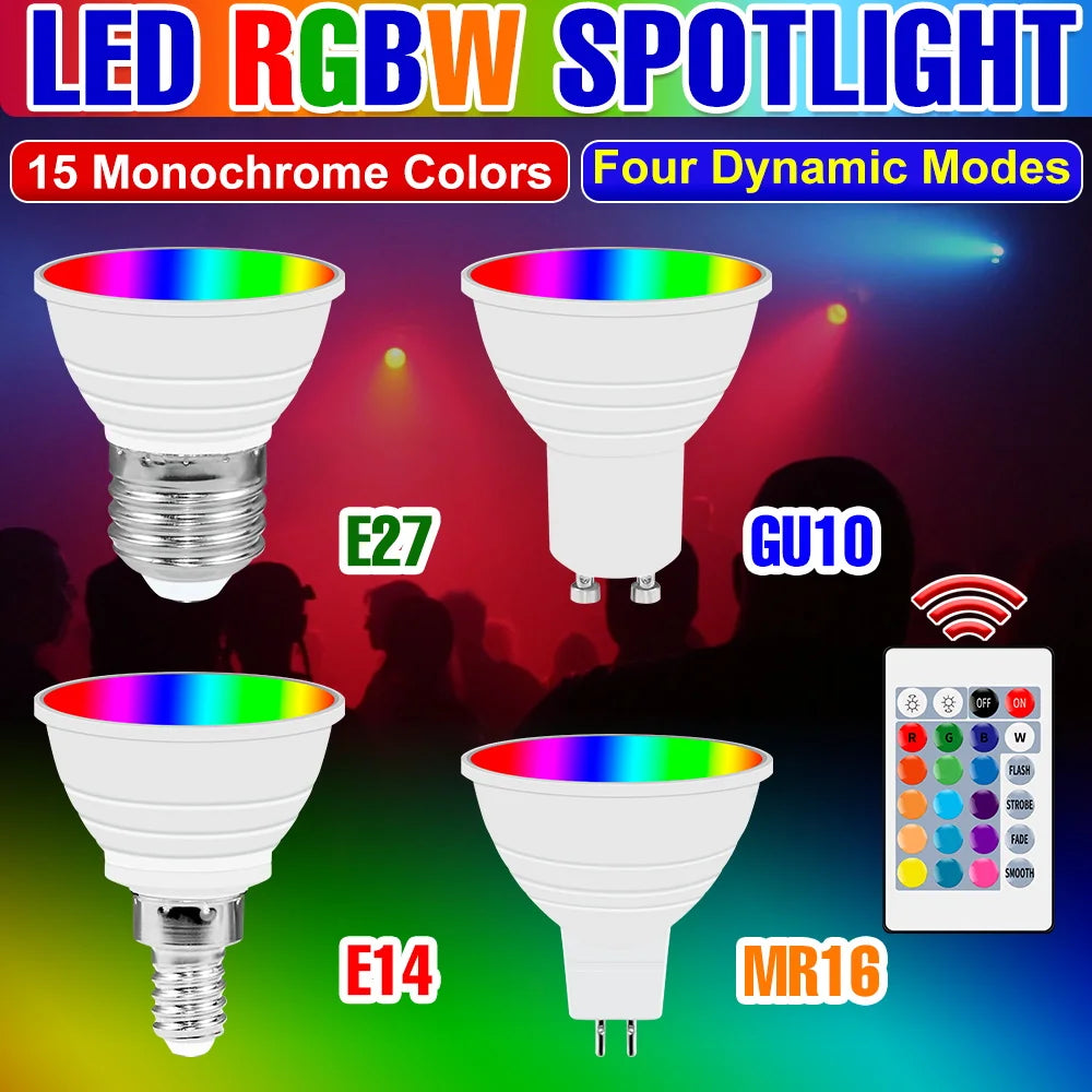 ampoules led rgb blanc e27 e14 gu10 mr16 transparentes opaques moderne télécommande 24touches
