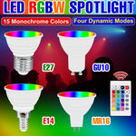 ampoules led rgb blanc e27 e14 gu10 mr16 transparentes opaques moderne télécommande 24touches