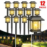 lampes solaires led modernes noires transparentes allées chemins jardins étanches 12 pack