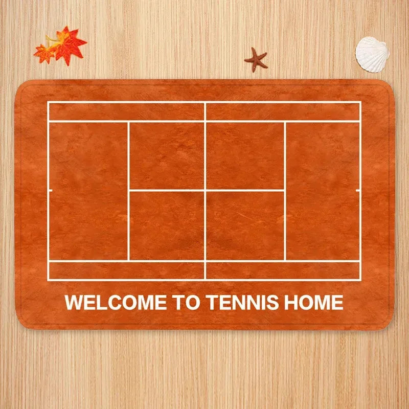 tapis sol moderne terrain tennis bleu vert orange antidérapant polyester coton 40x60cm 50x80cm
