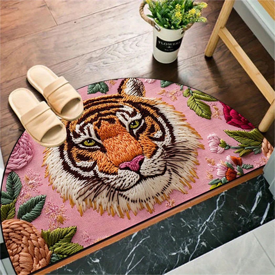 tapis polyester antidérapant moderne rose tigre floral entrée intérieure maison