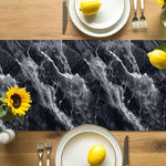 nappe runner lin imitation marbre motifs veinés moderne citrons tournesols marguerites vaisselle décorative