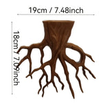 pot fleurs mural forme tronc arbre racines apparentes imitation bois texture rugueuse naturel rustique