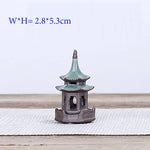 décorations intérieures pagode miniature céramique marron noir feng shui traditionnel oriental architectural details