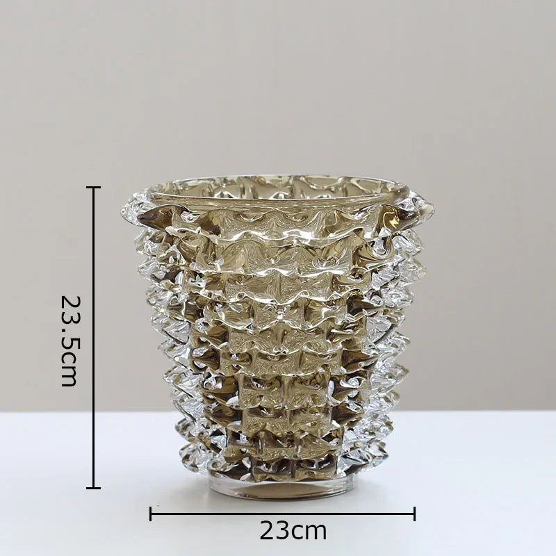 vase verre transparent motifs géométriques moderne décoration pot fleur hydroponie